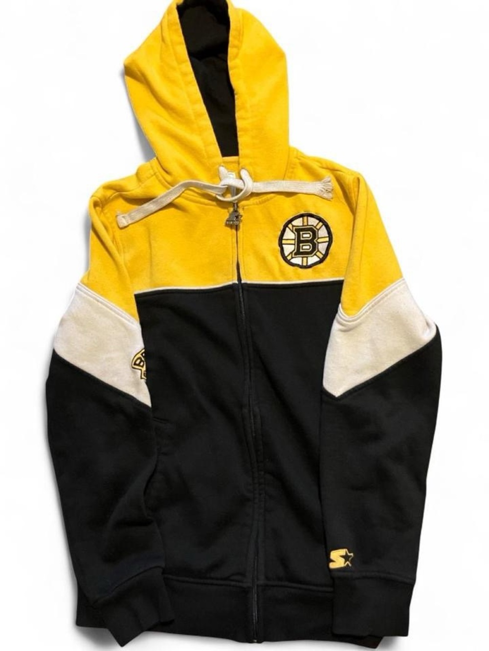 Boston Bruins Starter Jacket G-III Retro Full Zip Hoodie Coat Black Yellow Small